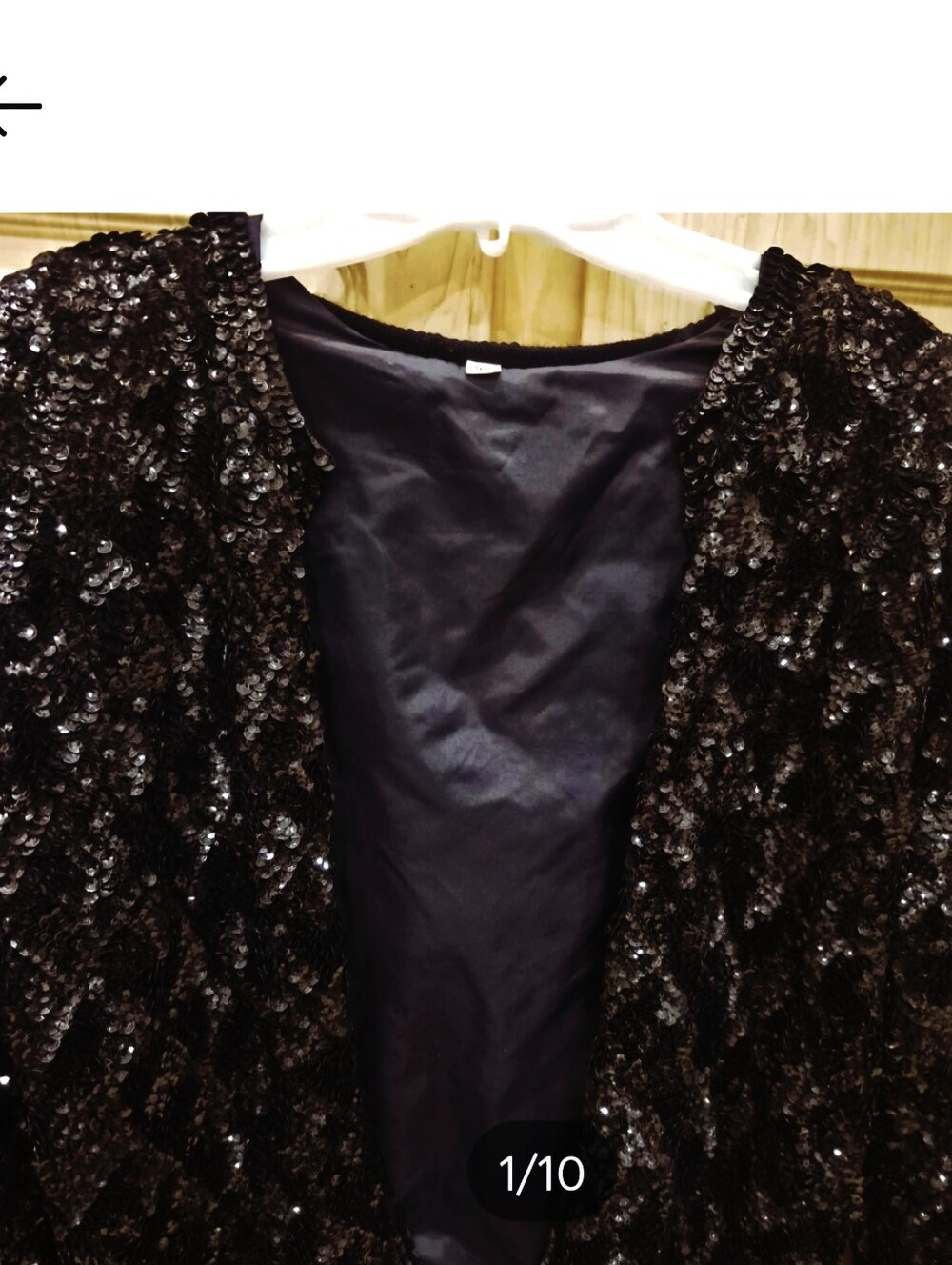 Women's vintage black sequins jacket diamond pattern size 38